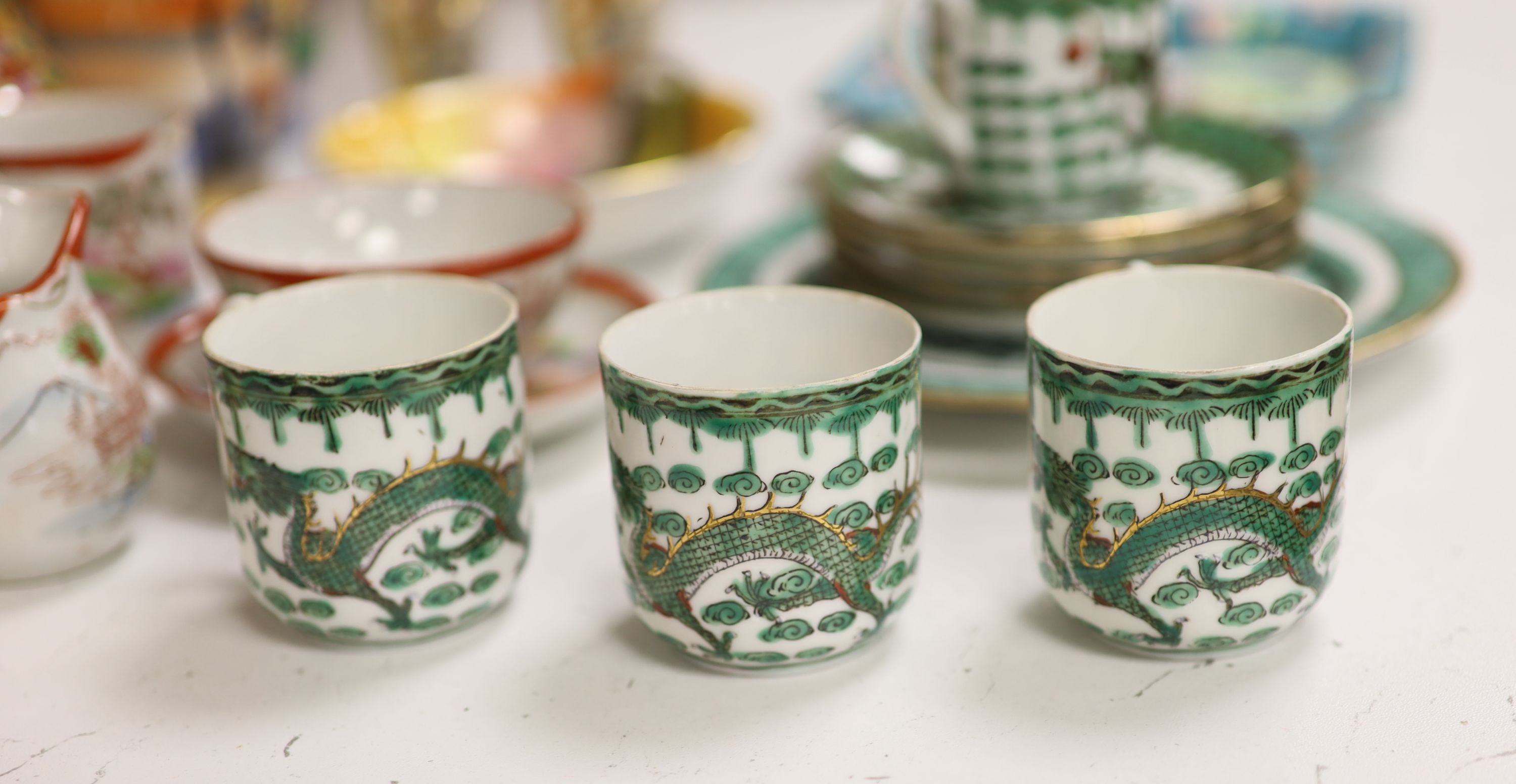 A quantity of Oriental and Oriental style porcelain including Satsuma and Noritake